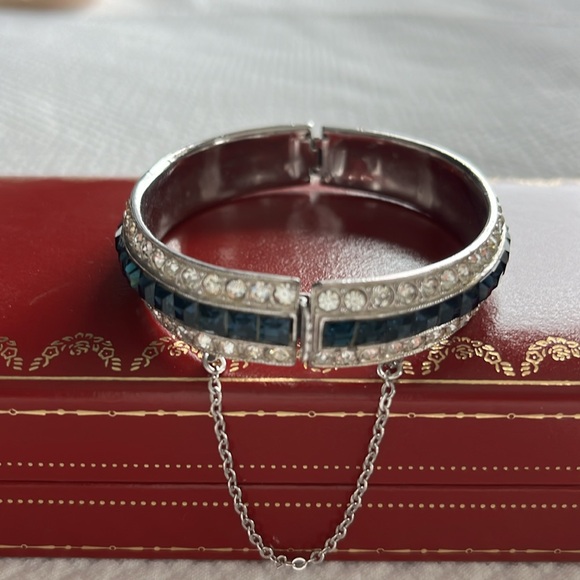 ORA sapphire crystal rhinestone, silver bangle - Picture 4 of 4